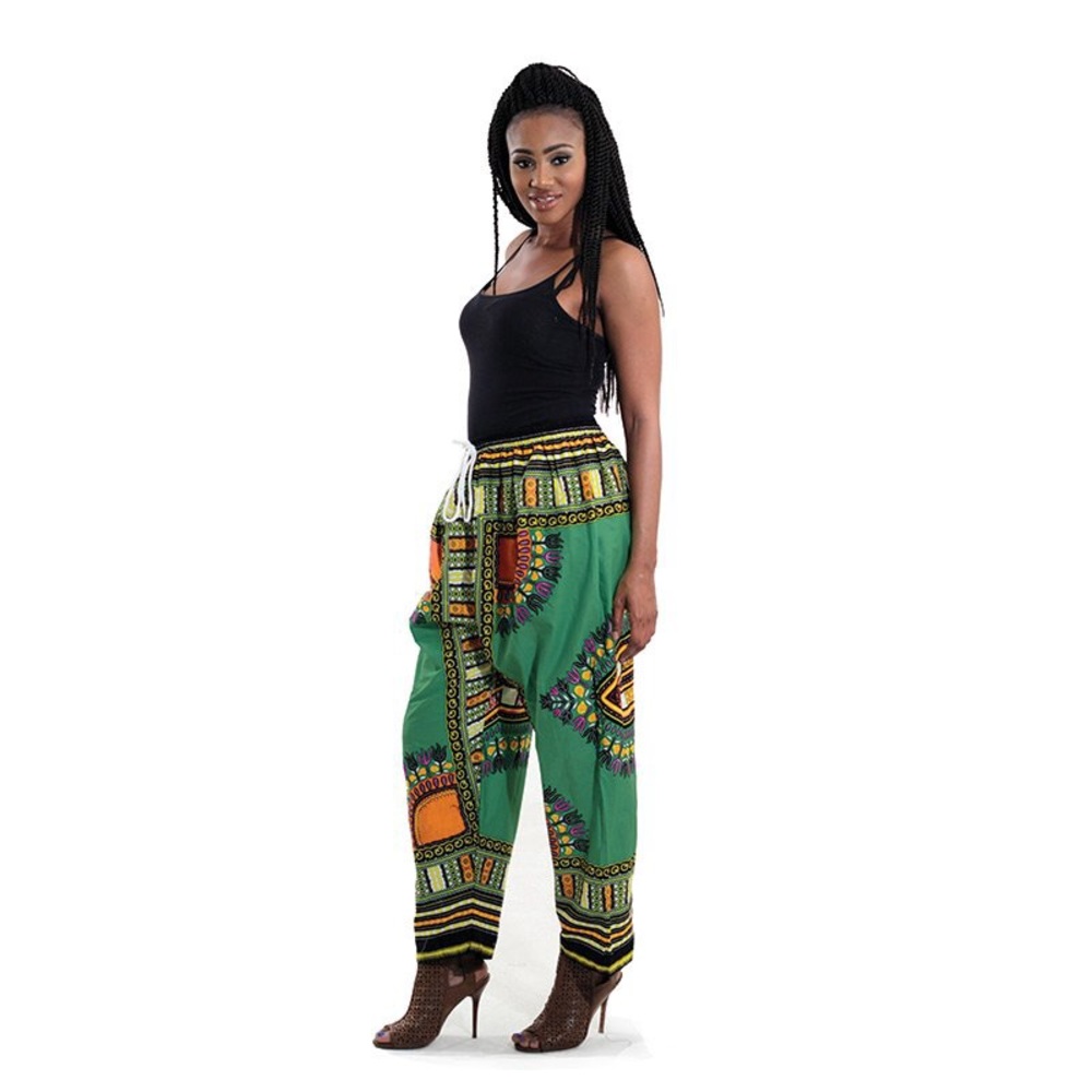 Green dashiki pants unisex